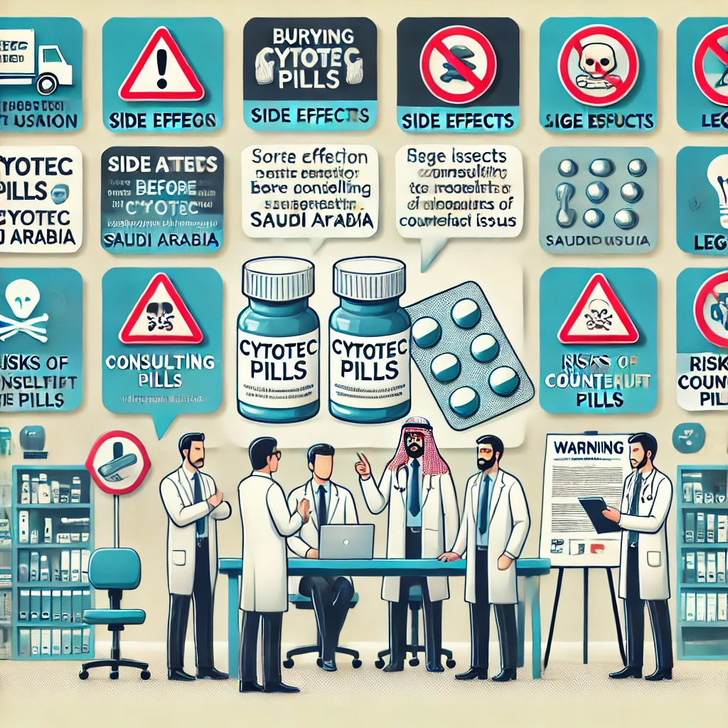 مجموعة من الأطباء يناقشون 8 تحذيرات مهمة قبل شراء حبوب سايتوتك في السعودية، مثل الاستخدام الصحيح، الآثار الجانبية، استشارة الطبيب، ومخاطر الأدوية المزيفة.